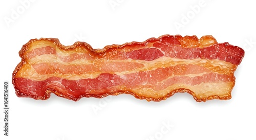 Crispy Fried Bacon Slice Isolated on White Background – Delicious Pork Snack.