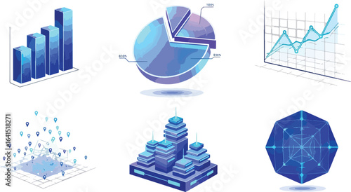 Abstract data visualization graphics set