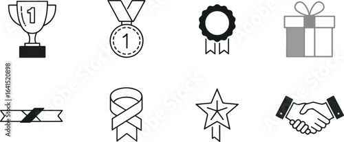 Achievement icons vector graphics set