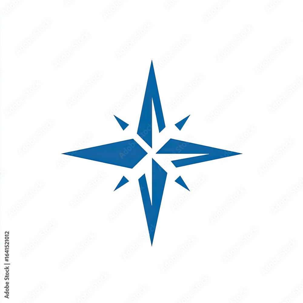 Fototapeta premium A stylized, blue compass rose, radiating outward