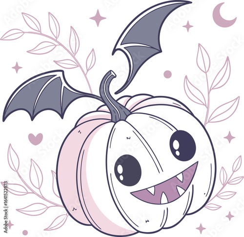 Hilarious Halloween Cartoon of a Ghost Scaring a Pumpkin