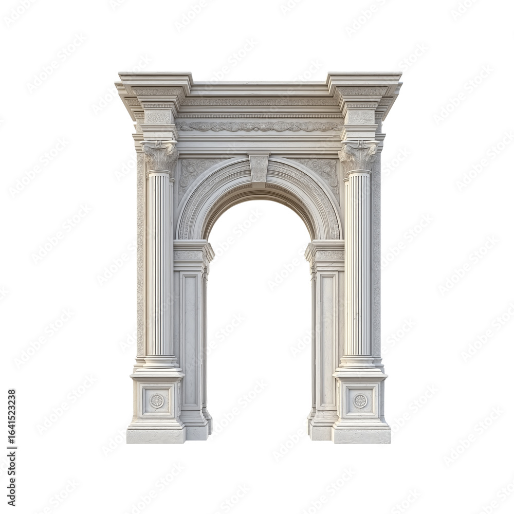 Fototapeta premium A realistic photo of an archway with columns, in an architectural style, on a white background