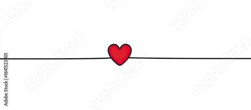 Simple red heart on a black line