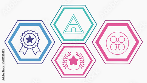 Award Winning Film Festival Hexagon Icons
