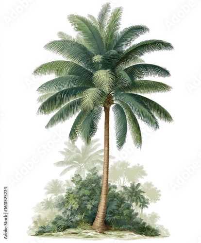 Full-bodied palm tree, lush foliage