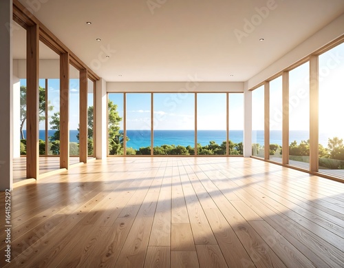 Empty modern home with ocean view