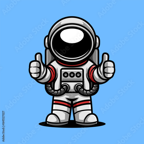 fun astronaut chi-bi colored cartoon character isolated drawing line style sketch classic vintage design illustration
