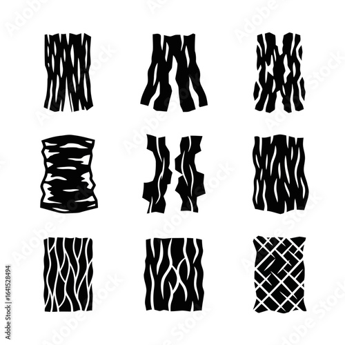 Vector art of assortment of abstract texture and pattern icons isolated on white background