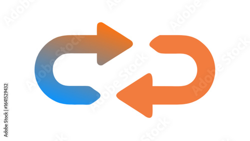 Illustration of two curved arrows pointing in opposite directions with gradient colors effect