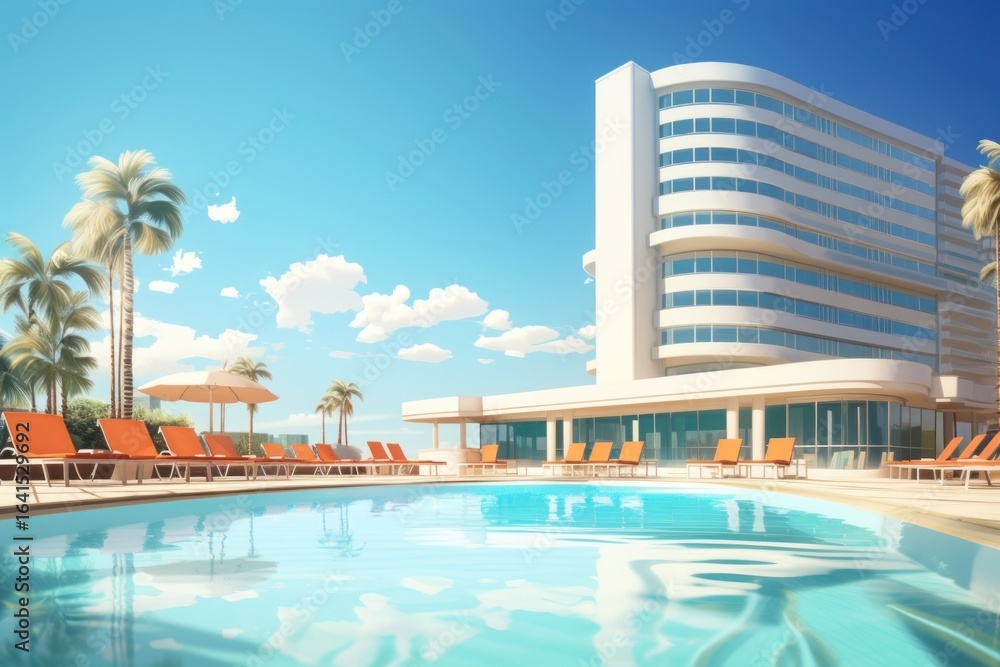 Naklejka premium Hotel outdoors architecture building.