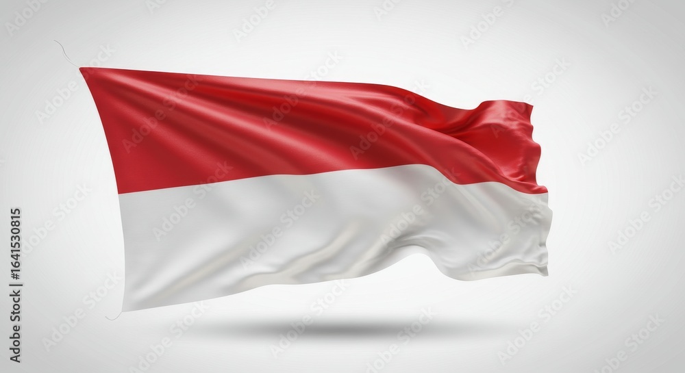 Fototapeta premium Indonesian Flag Waving Against White Background