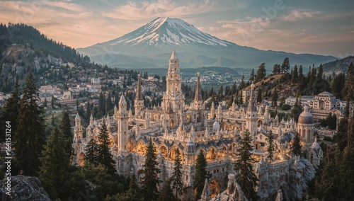 Fototapeta Naklejka Na Ścianę i Meble -  The spiritual and crystal city beside Mount Shasta