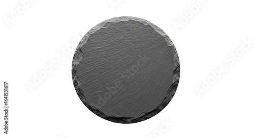 Round slate coaster isolated on transparent background, perfect for showcasing food and drinks with its natural texture and elegant presentation