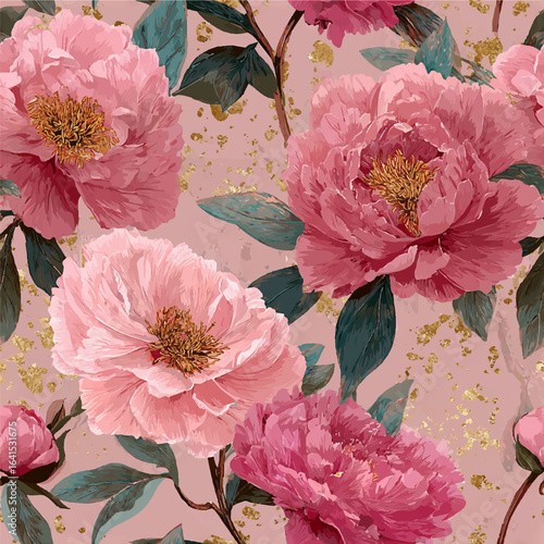 seamless peony pattern, flower print. vector illustration for fabric, paper, wallpaper, floral print