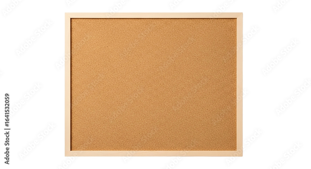 Fototapeta premium Corkboard with wooden frame isolated on transparent background, perfect for displaying notices, memos, and reminders in an organized way