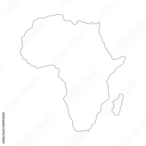 African continent, outline, contour. Vector illustrarion. Isolated on a transparent background.