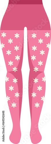 Pink tights with white floral print showing fashion style isolated on white background