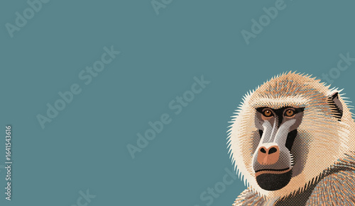 A minimalist illustration poster background featuring baboons and orangutans, suitable for zoo science popularization display boards, animal protection posters, etc.
