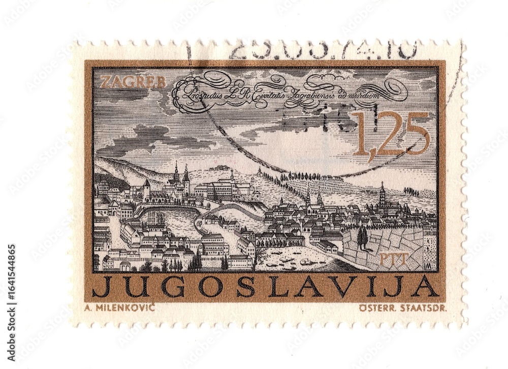Obraz premium A vintage postage stamp from Yugoslavia isolated on a white background.
