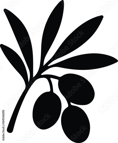 Illustrator Olive branch with fruits simple minimalist Silhouette vector