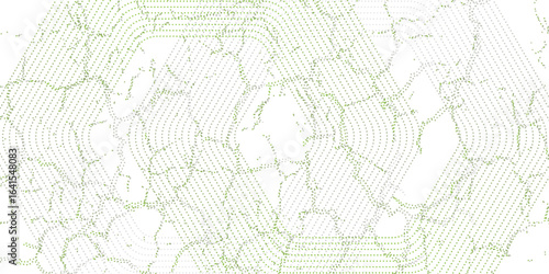 A collection of red concentric hexagons. A collection of radial or sonar sound wave rings. A collection of radar, target, dashed line, and halftone icon symbols, modern, Eps 10.