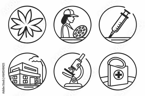 Set of medical and science icons isolated on white background