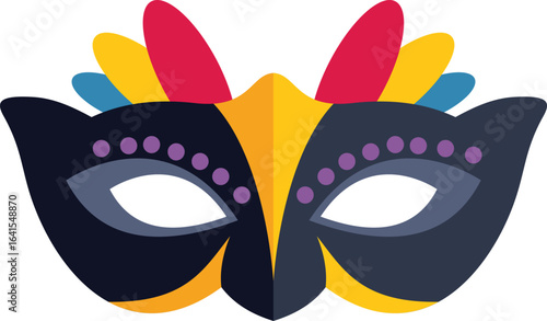 Colorful carnival mask with feathers, representing the festive spirit of mardi gras