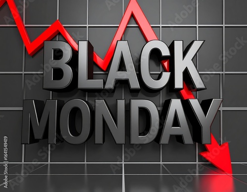 Dramatic 'Black Monday' Presentation: Financial Downturn with Red Arrow graphic