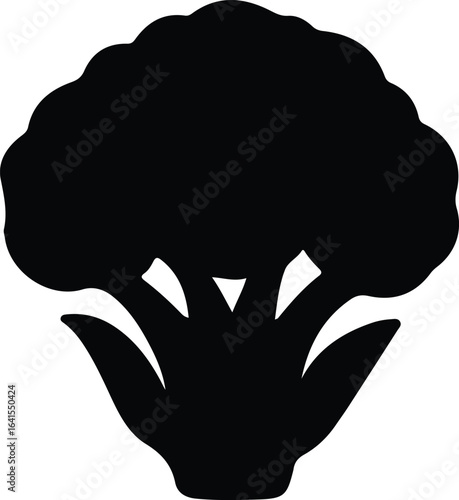 Illustrator simple single broccoli head vegetable food ingredient Silhouette vector