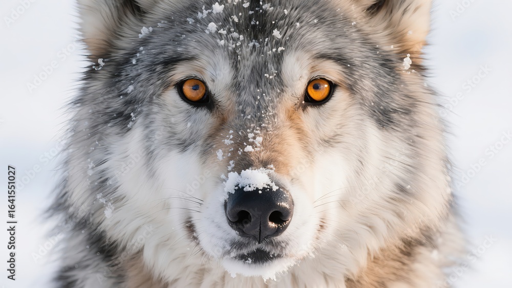Obraz premium Close-up of Wolf in Snow, Natural Wildlife Ecology