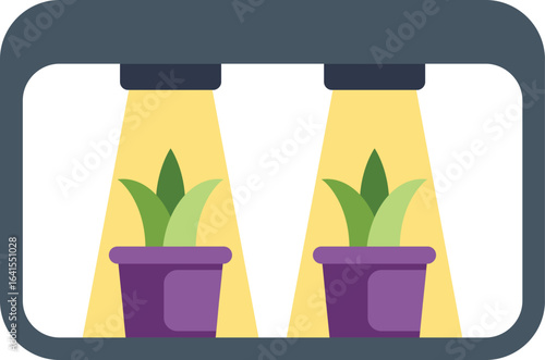 Artificial light system helping plants grow, concept for indoor gardening, urban farming, and sustainable living