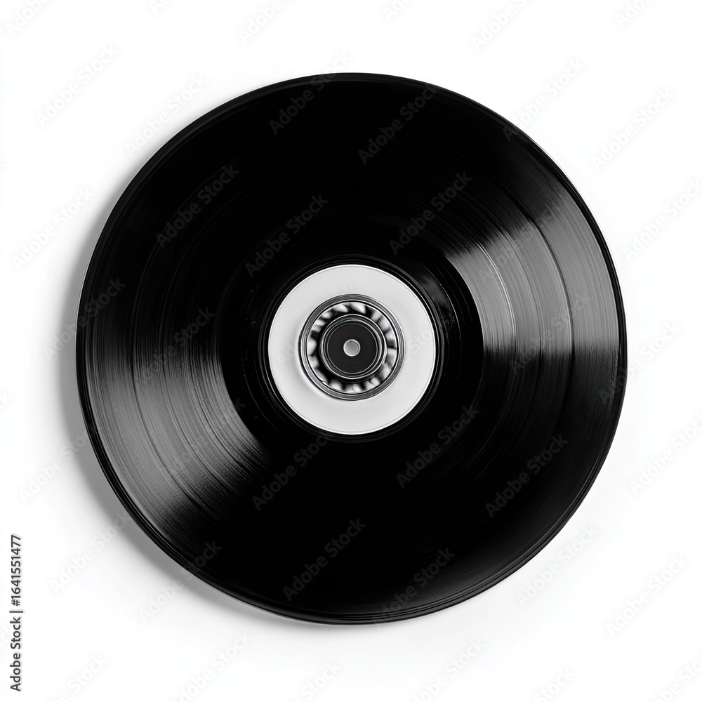 Obraz premium Black vinyl record with a white center