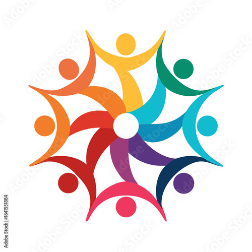 Abstract People Circle Unity Vector Illustration


