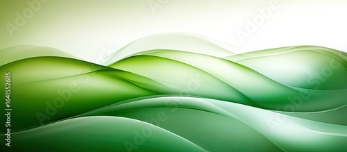 Luminous Green Waves Flowing Across a Soft, Abstract Landscape