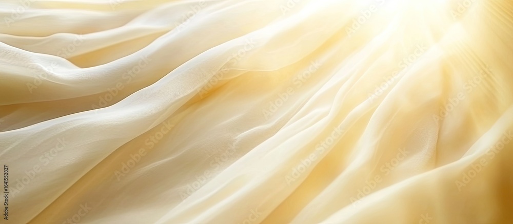 Fototapeta premium Heavenly Light Cascading Over Delicate, Flowing Cream-Colored Drapery
