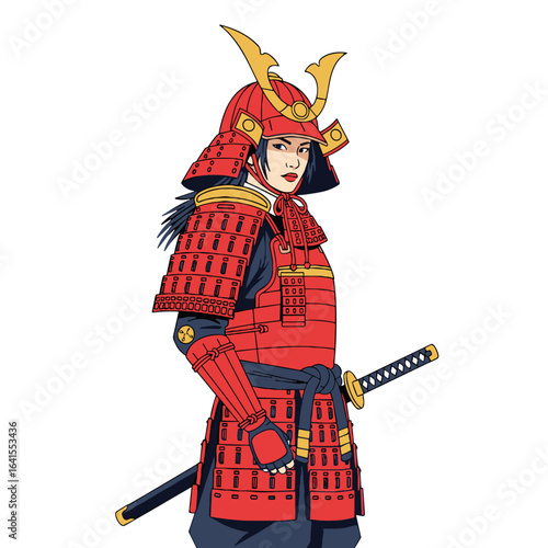 a brave samurai in red