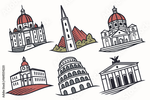 Collection of famous italian architectural landmarks