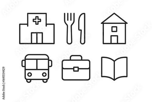 Visual representation of essential community services and features in daily life