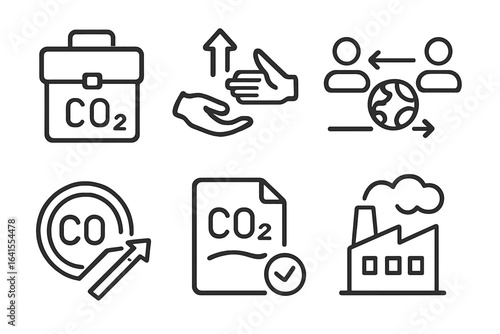 Visual representation of carbon dioxide emissions and exchange concepts in an industrial setting