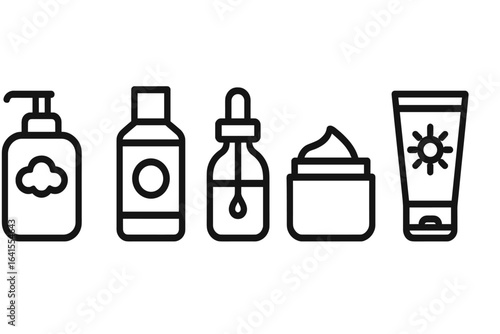 Collection of skincare products arranged for daily beauty routine at home