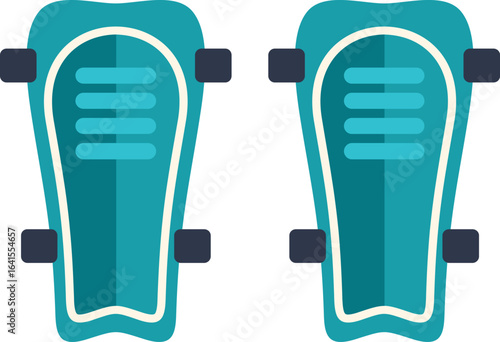 Soccer shin guards isolated on white background, protecting equipment for sports activity, safety concept