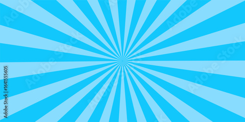 Comic background. Pop art texture. Starburst cartoon style. Anime design with explosion effect for print. Fun dot pattern. Blue backdrop with halftone gradient. Funny line frame. Vector illustration