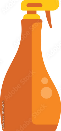 Cartoon style icon of an orange plastic spray bottle with chemical cleaner liquid for housekeeping chores