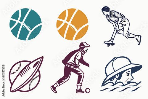 Collection of sports icons and athletes in action
