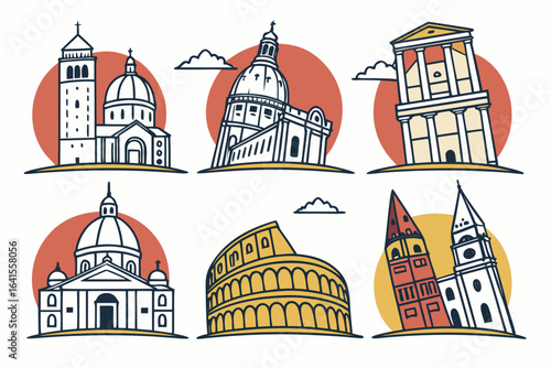 Collection of famous italian architectural landmarks