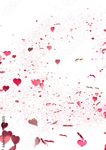 realistic isolated heart confetti on the transparent background for decoration and covering.