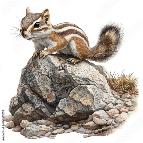 Chipmunk, watercolor painting vector, isolated on a white background.