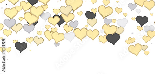 colorful flying hearts on a blue background. 3d