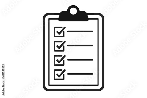 Clipboard checklist icon, audit report, task management, survey form, organized workflow concept, completed to-do list, productivity office tools, quality control monitoring, vector illustration