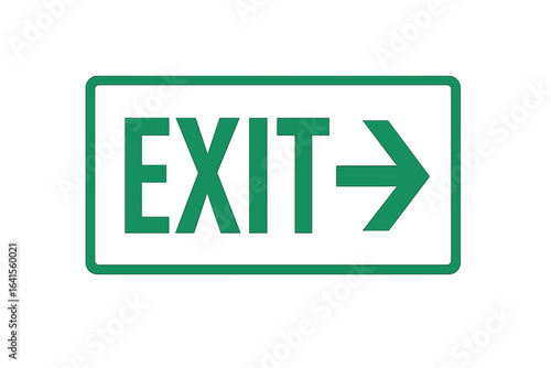 Green Emergency Exit Sign with Bold Text and Right Arrow Direction, Safety Signage for Buildings, Clear Guidance for Emergency Evacuation, Indoor Safety Symbol, Modern Vector Illustration